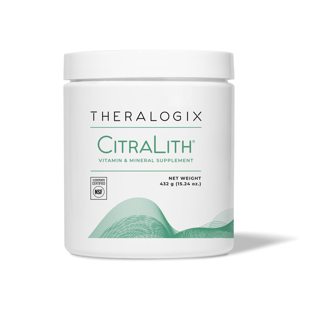 Theralogix CitraLith bottle front with NSF badge and label