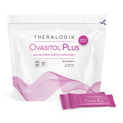 Theralogix Ovasitol Plus bottle front with 180-count supply for daily use