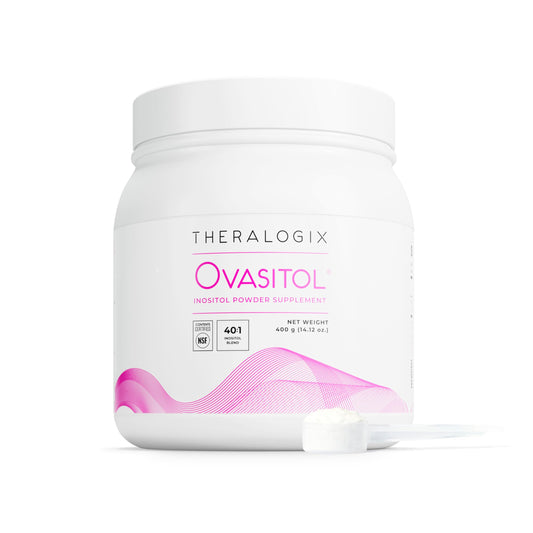 Theralogix Ovasitol canister front, ready for daily mix in your routine.
