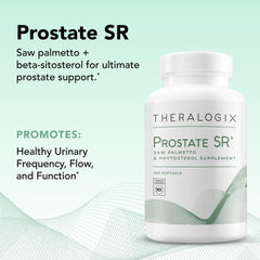 Theralogix Prostate SR bottle with glass displaying packaging
