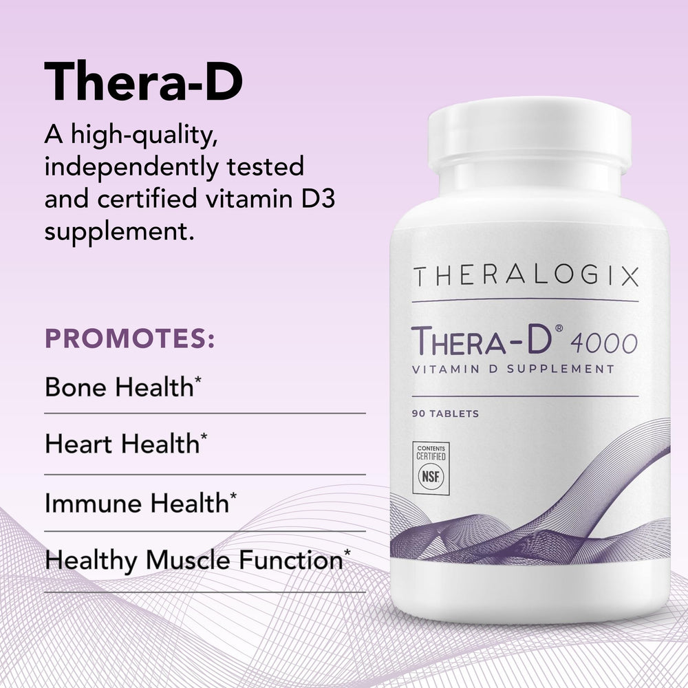 Theralogix Thera-D 4000 in a daily routine scene illustrating pill-taking for daily vitamin D.