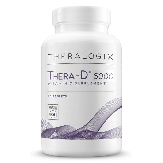 Theralogix Thera-D 6000 bottle front view for immune support and bone health.