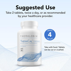 Theralogix TheraCal D2000 bottle with dosing illustration show recommended use