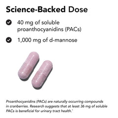 Theralogix TheraCran Max cranberry PAC content callout on label