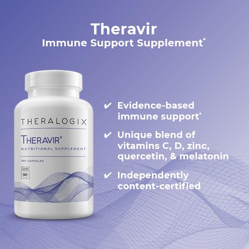 Theralogix Theravir bottle label detail featuring NSF certification and ingredients