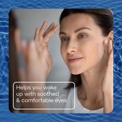 Illustration showing natural tear-like lubrication and electrolyte support.