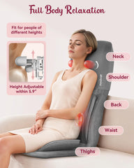THERAZZAGGE back massage with heat provides soothing warmth across the back.