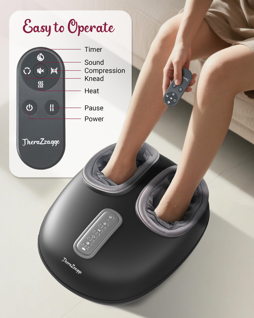 THERAZZAGGE auto-off timer supports safe, hassle-free sessions.