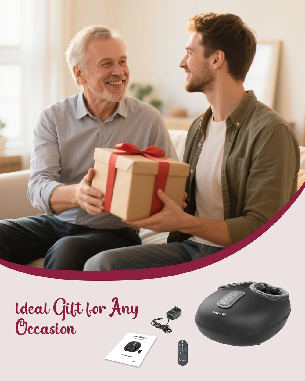 THERAZZAGGE fits up to men's size 14 and weighs 5.6 lb.