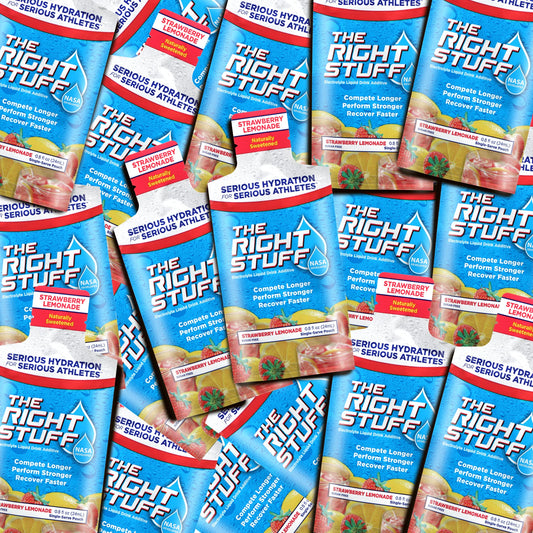 The Right Stuff electrolyte concentrate box front for quick pre-workout hydration planning.