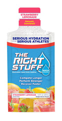 The Right Stuff strawberry lemonade glass showcasing refreshing hydration during workouts.