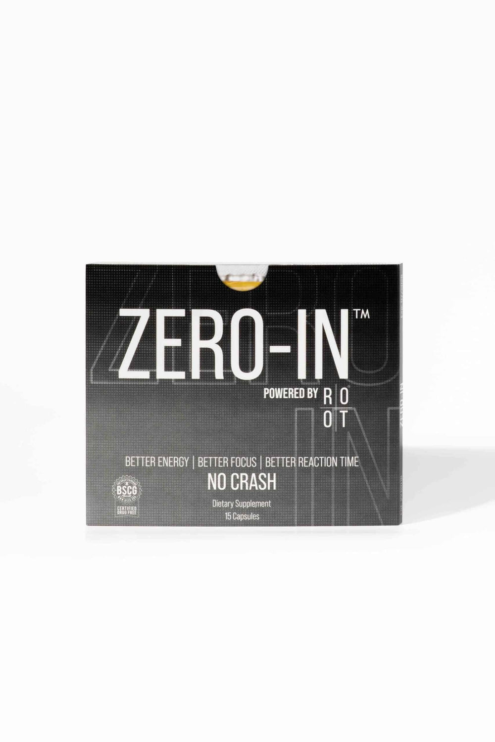 THEROOTBRANDS Root Wellness Zero-In bottle front shows turmeric and pine bark blend for daily wellness