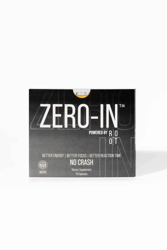 THEROOTBRANDS Root Wellness Zero-In bottle front shows turmeric and pine bark blend for daily wellness