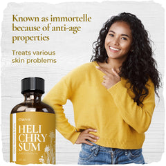 THIEVA Helichrysum GC/MS purity badge indicating tested potency.