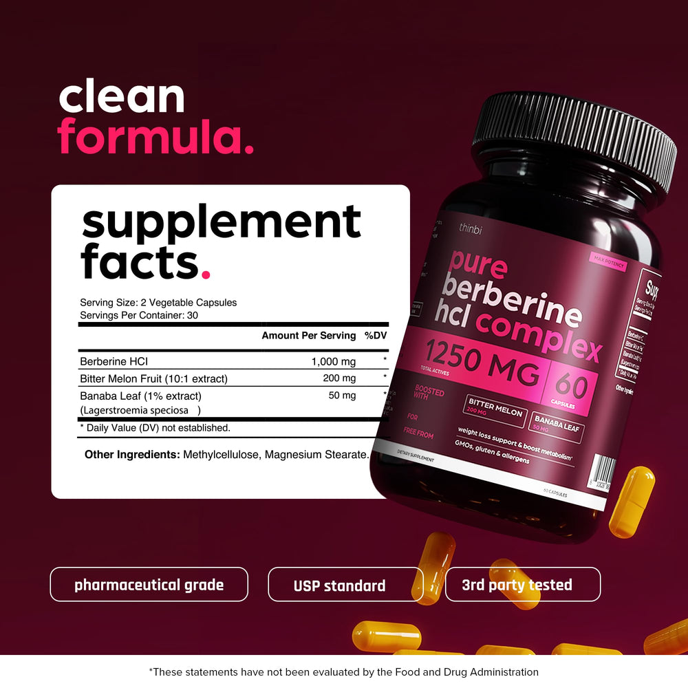 THINBI two-capsule daily serving guide indicates easy dosage.