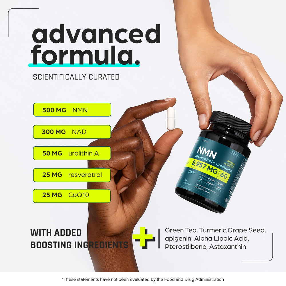 Capsule close-up of Thinbi NMN supplement ready for daily use.