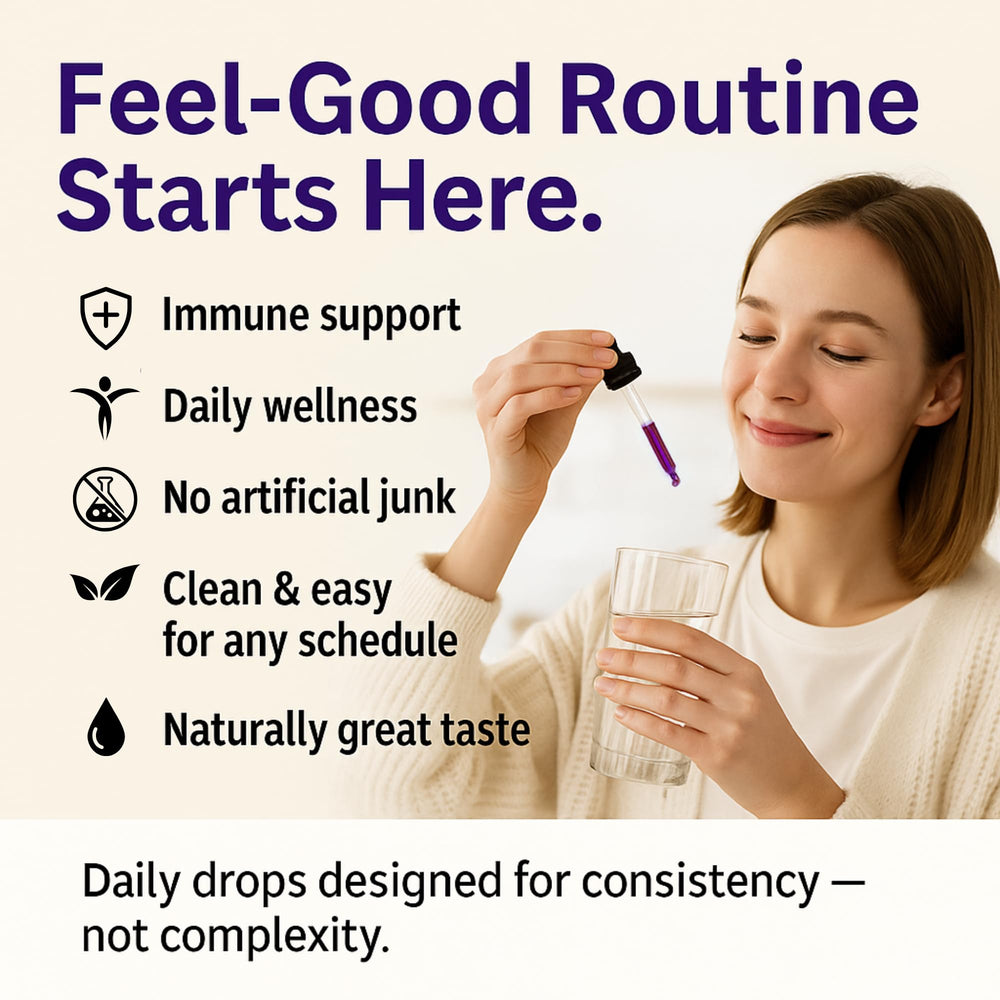 Ingredients: elderberry, Vitamin C, and zinc bisglycinate in Think Above, designed for daily wellness.