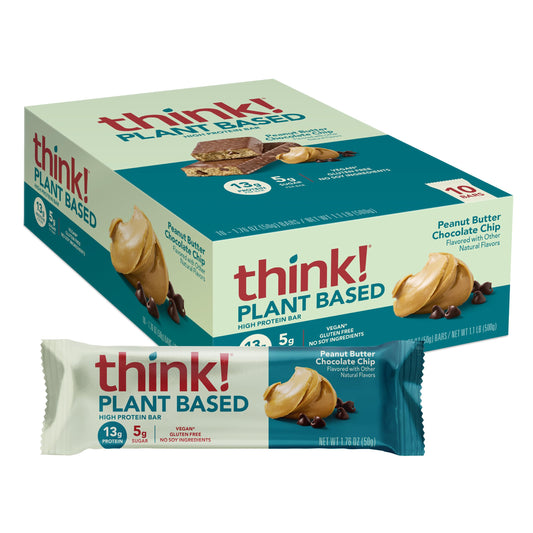 Think! bar packaging with Peanut Butter Chocolate Chip for on-the-go energy.