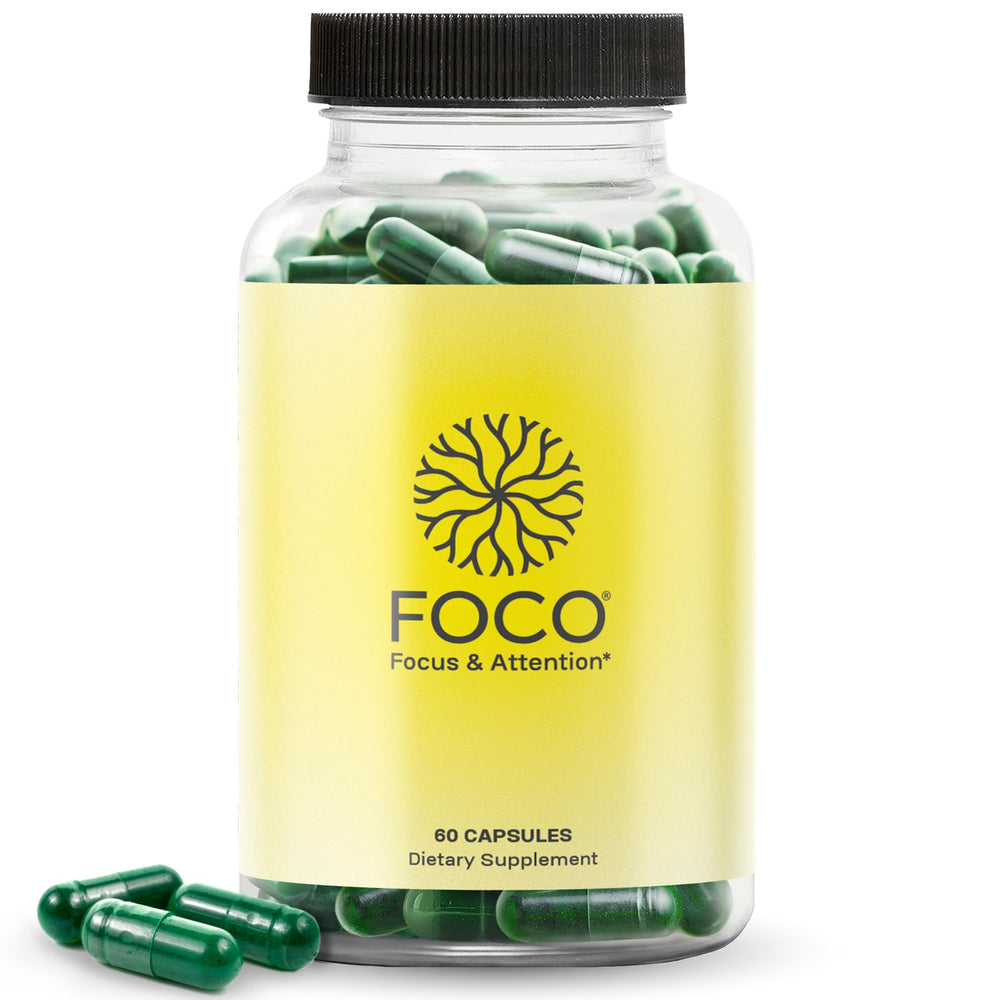Think FOCO capsules bottle front promotes daily focus support.