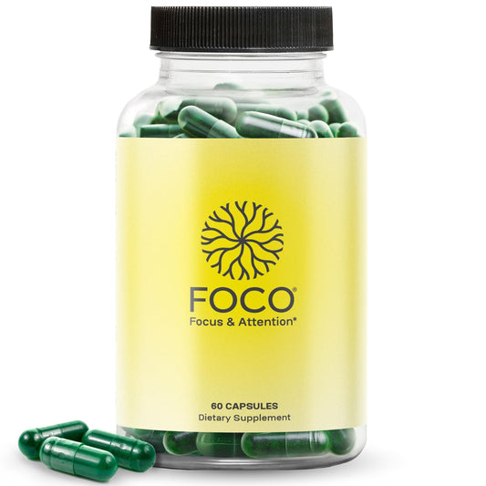Think FOCO capsules bottle front promotes daily focus support.