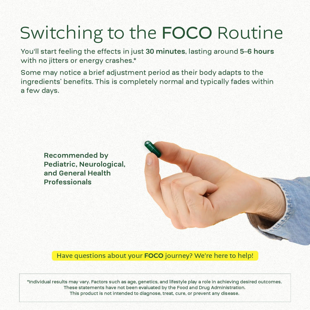 Think FOCO capsules close-up of individual pills for convenient daily use.