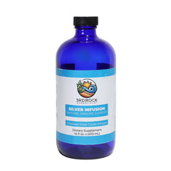 3rd Rock Essentials Silver Infusion bottle showing 150 PPM concentration for immune support.