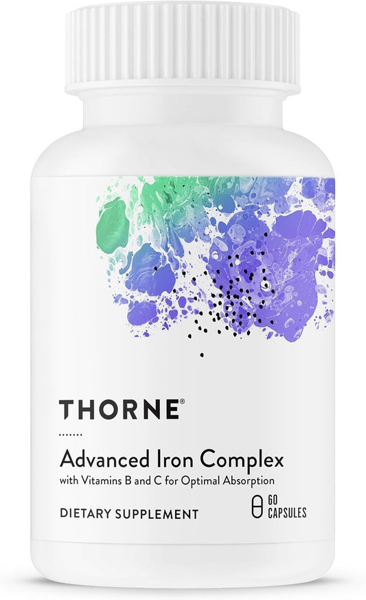 THORNE Advanced Iron Complex bottle front for daily iron support.