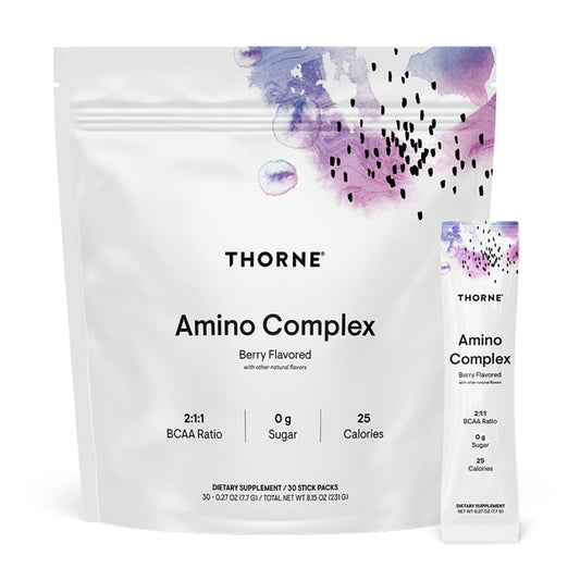 THORNE Amino Complex berry powder tub ready for lean muscle support during training