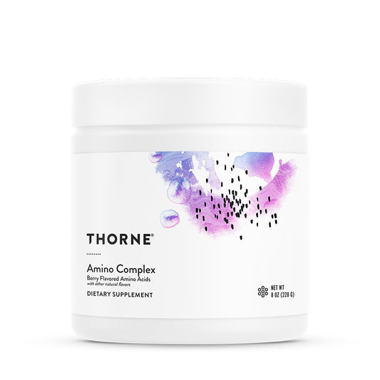 THORNE Amino Complex bottle with berry flavor supports lean muscle during workouts
