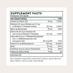 THORNE B-Complex #12 capsules close-up highlighting B vitamins for energy production