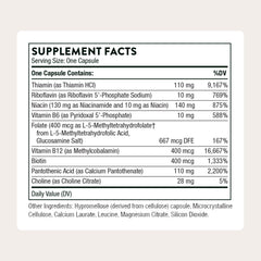 THORNE Basic B-Complex bottle back label with ingredient details