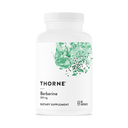 THORNE Berberine bottle showcasing 60 capsules for gut and heart support