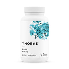 THORNE Biotin bottle front view for healthy hair, nails, and skin.