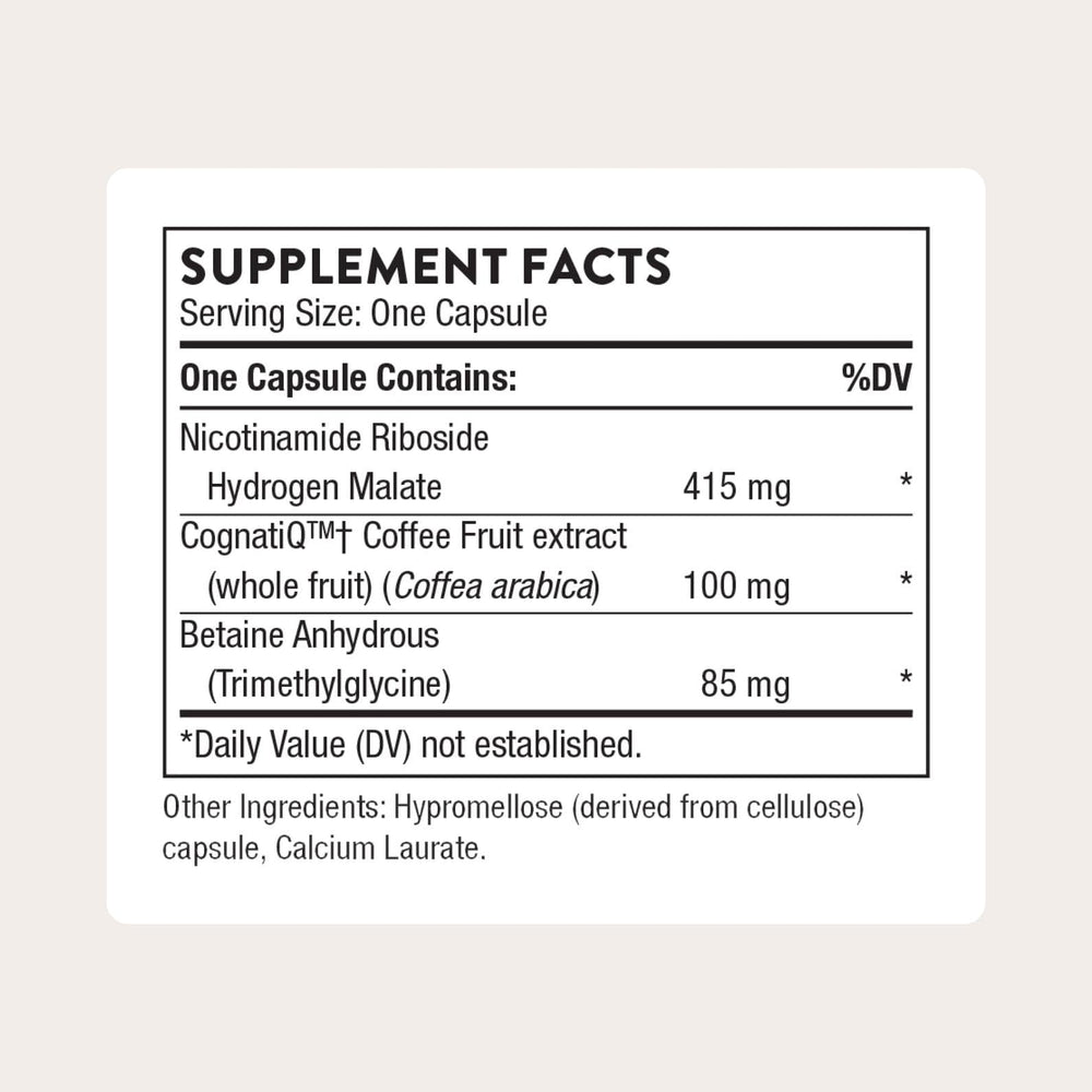 THORNE Brain Factors bottle side view shows label details and quality