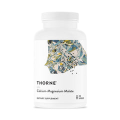 THORNE Calcium-Magnesium Malate bottle front with gluten-free mineral formula for daily support