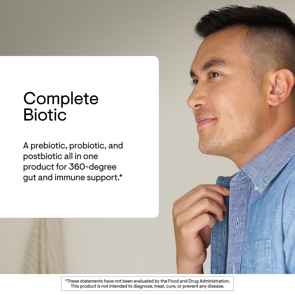 THORNE Complete Biotic postbiotic formulation promotes intestinal comfort