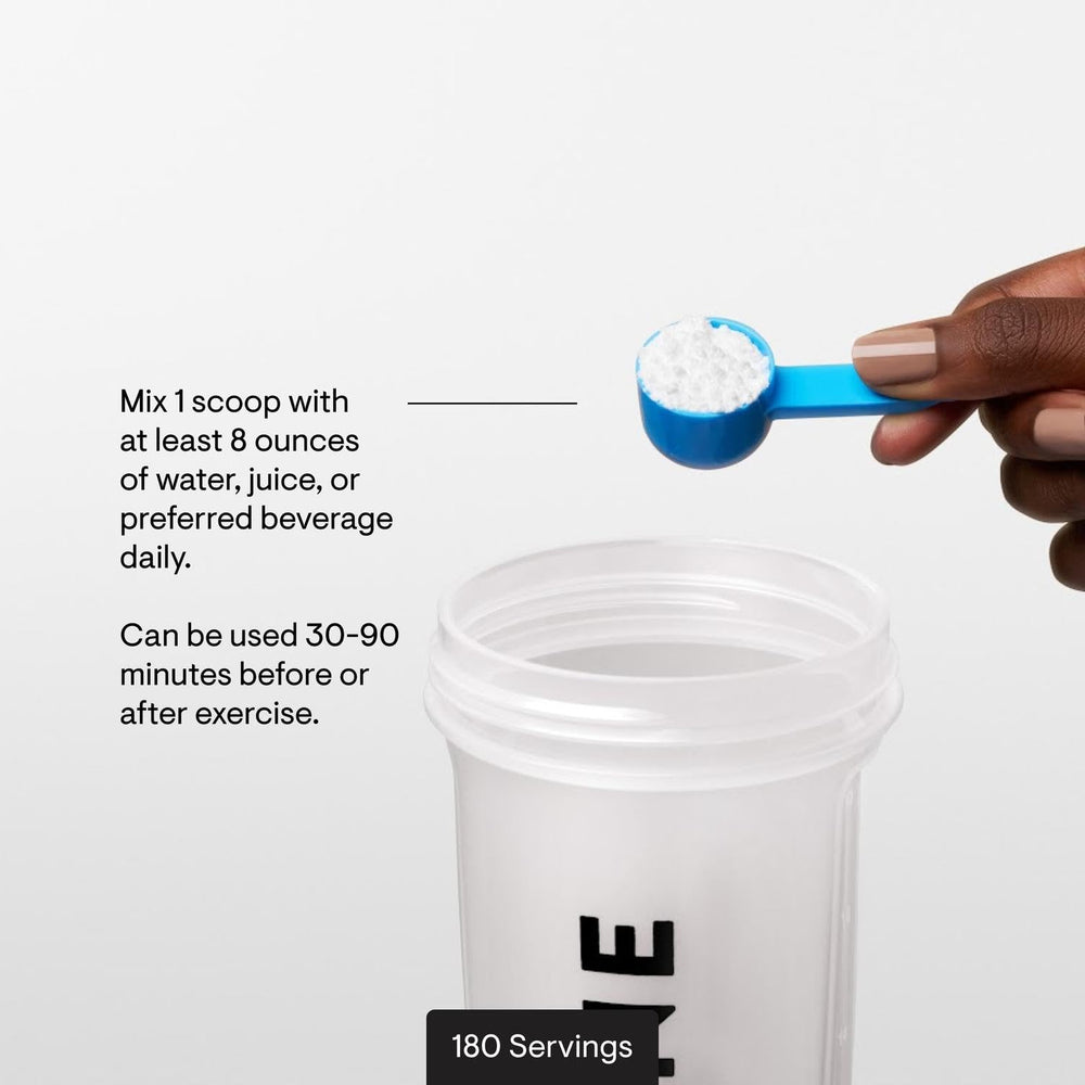 THORNE Creatine powder label detail highlighting unflavored option.