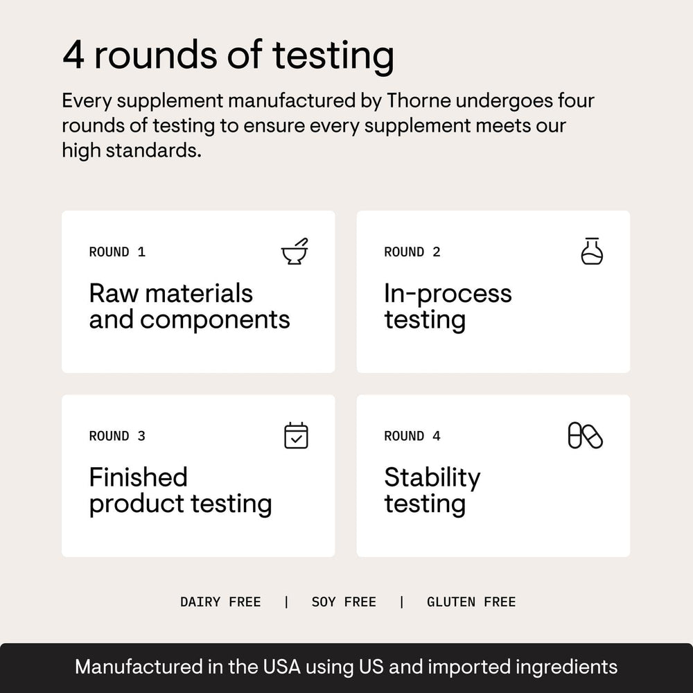 THORNE L-Arginine Plus third-party certification signals quality.