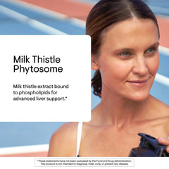 THORNE Milk Thistle Phytosome packaging box emphasizing gluten, dairy, and soy-free formula