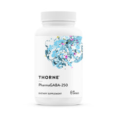 THORNE PharmaGABA-250 bottle front showing trusted calm support for daily life.