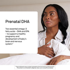 Thorne Prenatal DHA bottle label close-up showing DHA and EPA details