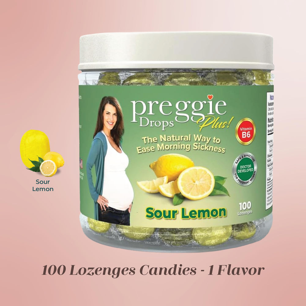 Three Lollies Preggie Drops Plus 100-count package ready for on-the-go use
