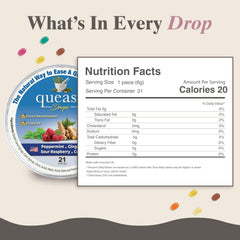 Three Lollies Queasy Drops bottle-label highlights natural ingredients and kosher status
