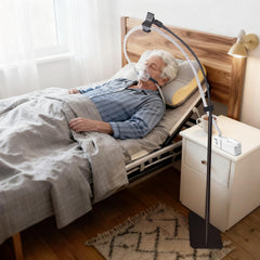 ThreeDokke CPAP hose holder with a bed swivel arm for a stable setup.