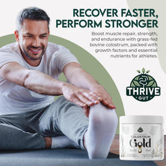 ThriveGut Colostrum Gold coffee-mix ready cup demonstrates versatile consumption