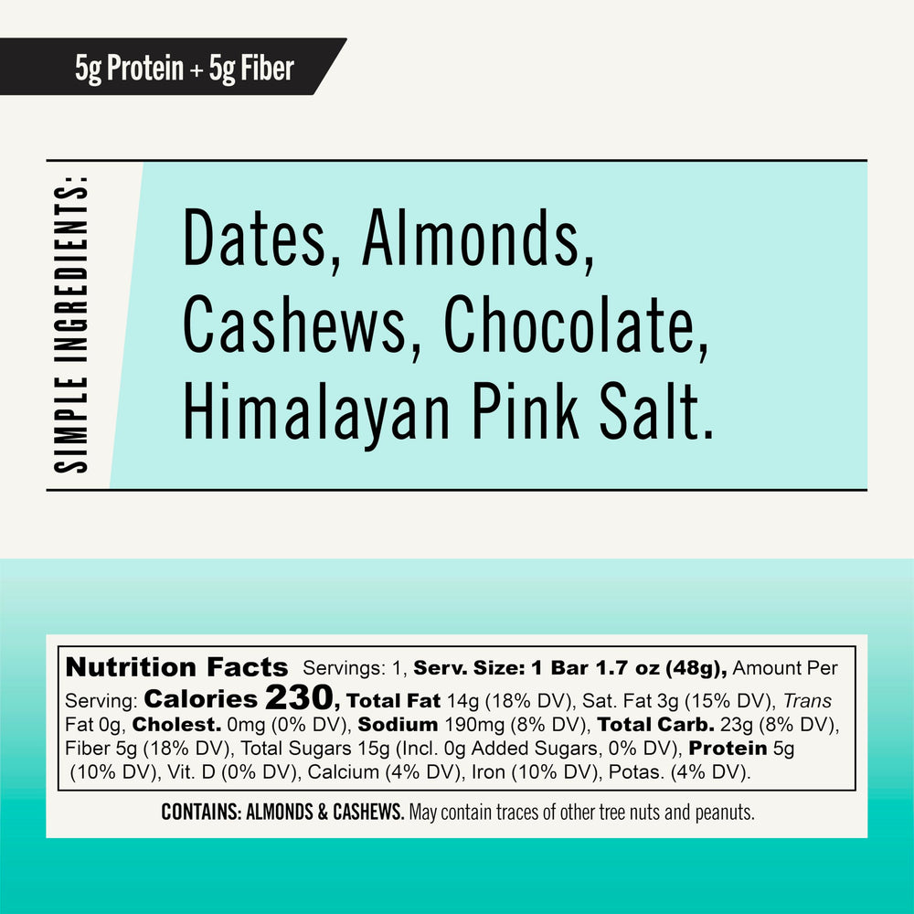 Thunderbird Bars chocolate almond butter sea salt ingredient close-up reveals wholesome components.
