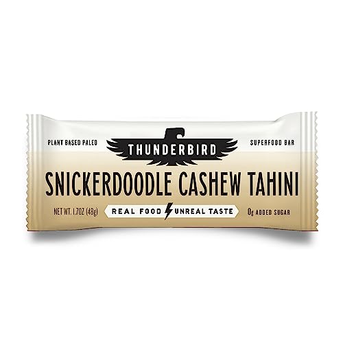 Thunderbird Bars Snickerdoodle Cashew Tahini packaging showing an on-the-go energy snack