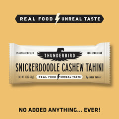 Aroma and chewy texture of Thunderbird Bars Snickerdoodle Cashew Tahini