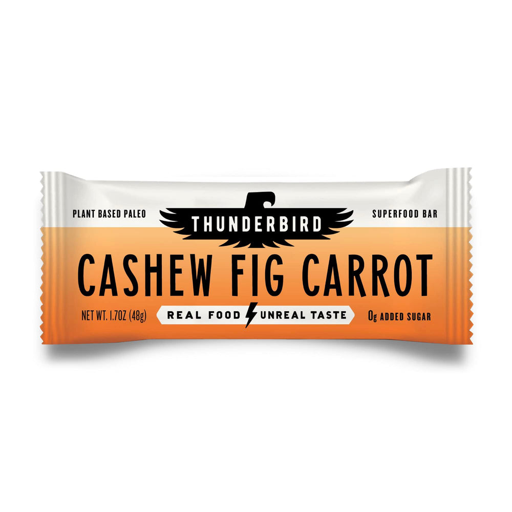 Thunderbird cashew fig carrot bar pack in display for on-the-go energy