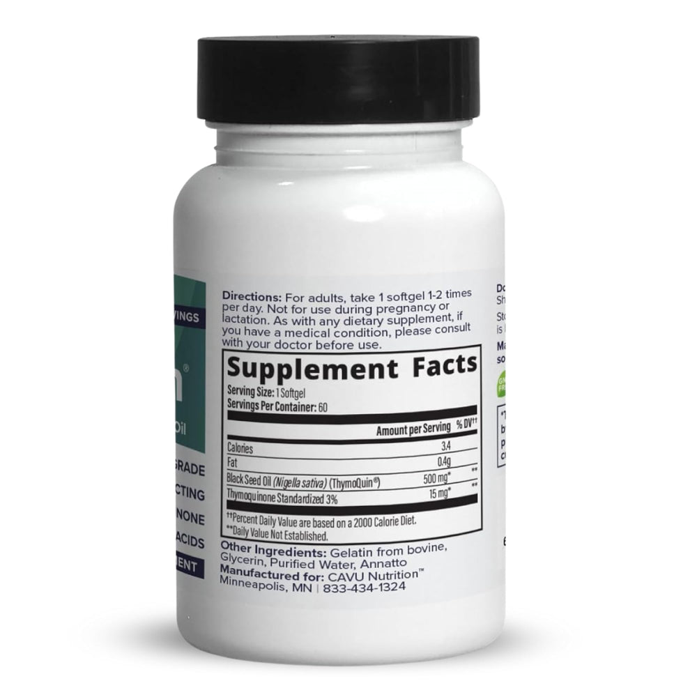 ThymoQuin USP-grade label on bottle showcasing full-spectrum oil quality.